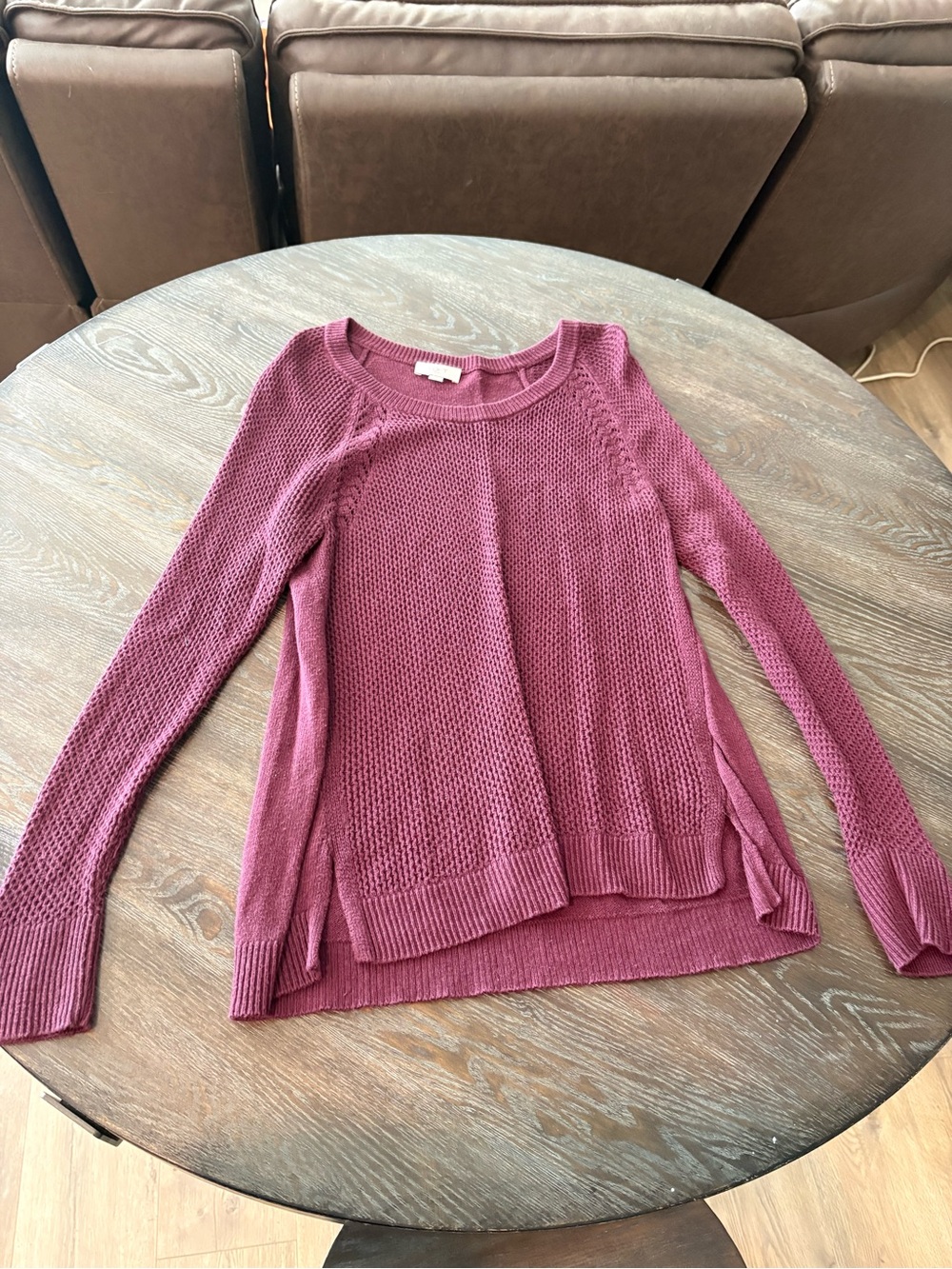 LOFT Knit Pullover in Mauve Plum